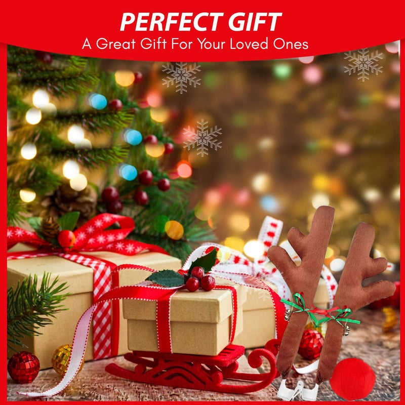 ZONETECH Christmas Car Reindeer Antlers and Nose Set - Rudolph Accessory with Jingle Bell Automotive Costume Decoration for Holiday - Image 3