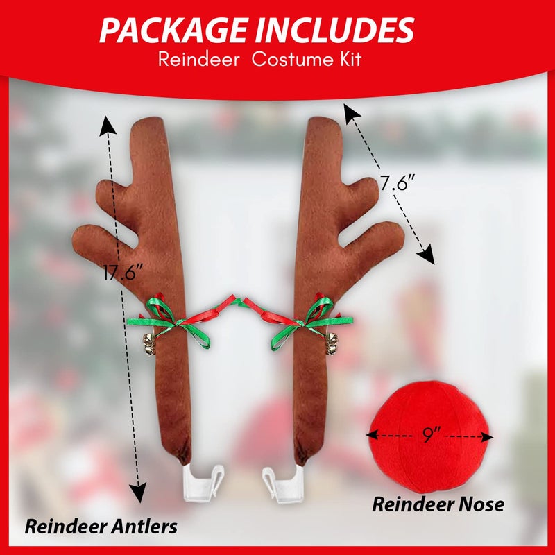ZONETECH Christmas Car Reindeer Antlers and Nose Set - Rudolph Accessory with Jingle Bell Automotive Costume Decoration for Holiday - Image 4