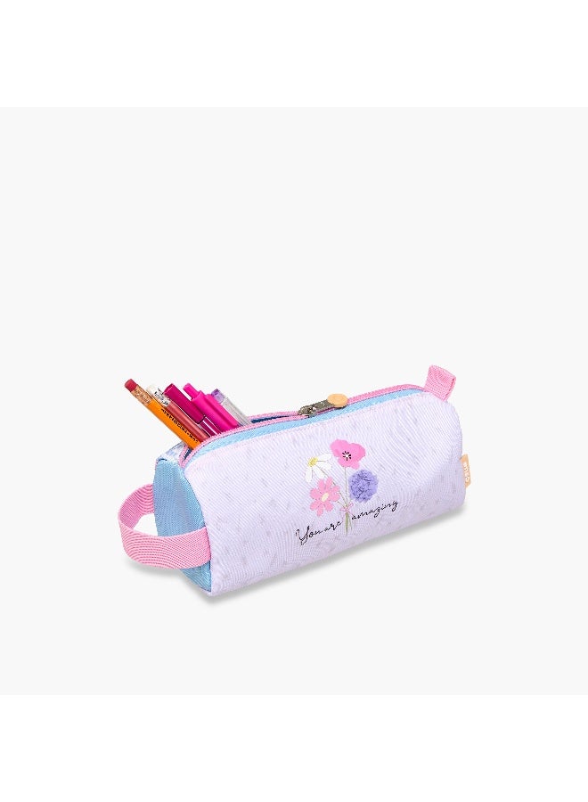 Enso Pouch-Full Of Flowers-1 Cmprt--Girls (Polyester) Pink \ 23X9X9 - Image 5