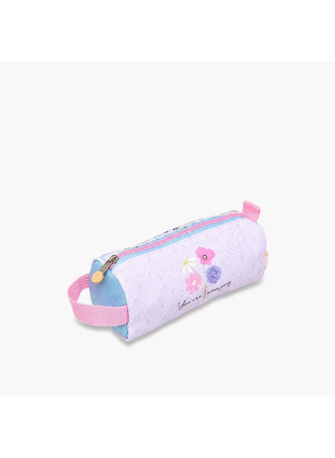Enso Pouch-Full Of Flowers-1 Cmprt--Girls (Polyester) Pink \ 23X9X9 - Image 2
