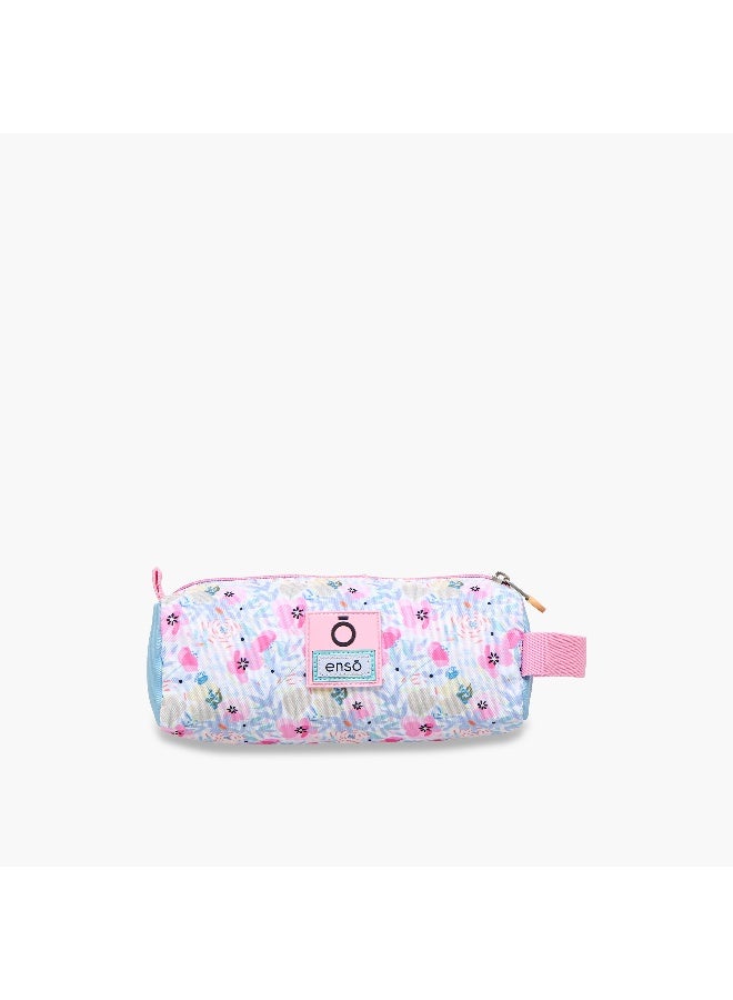 Enso Pouch-Full Of Flowers-1 Cmprt--Girls (Polyester) Pink \ 23X9X9 - Image 4