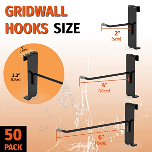 HUHOLE Gridwall Hooks 4 Inch, 50PC Display Hooks for Grid Wall, Hook for Grid Wall Panel, Black - Image 3