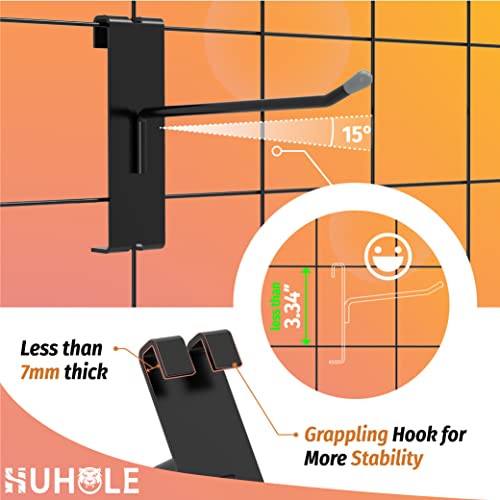 HUHOLE Gridwall Hooks 4 Inch, 50PC Display Hooks for Grid Wall, Hook for Grid Wall Panel, Black - Image 4