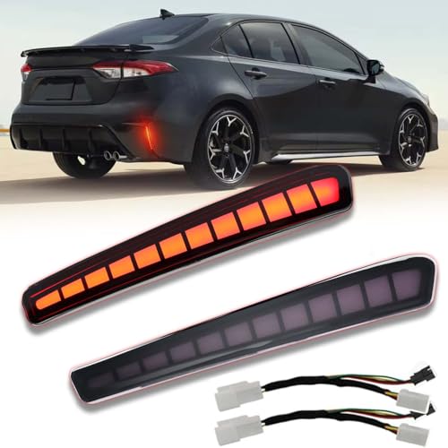 GEEGEETOP Full LED Rear Reflector Lights 2 Pcs Rear Reflector Trim Lamp Kit for Toyota Corolla 20202025 ModelsSequential Turn Signal Light Daytime Running Light Brake Lights - Image 1