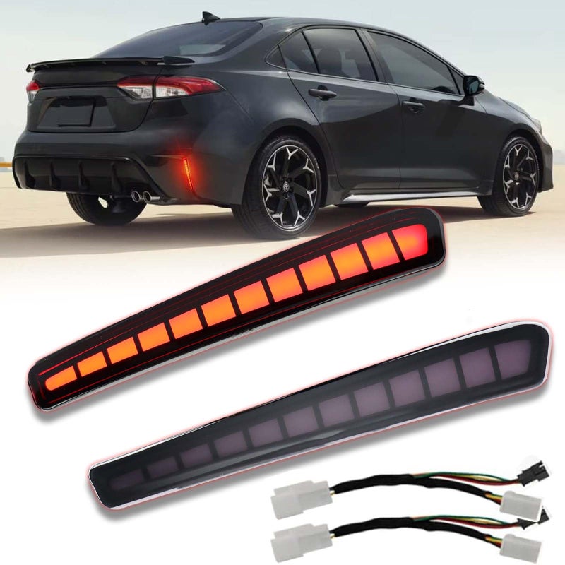 GEEGEETOP Full LED Rear Reflector Lights 2 Pcs Rear Reflector Trim Lamp Kit for Toyota Corolla 20202025 ModelsSequential Turn Signal Light Daytime Running Light Brake Lights - Image 2