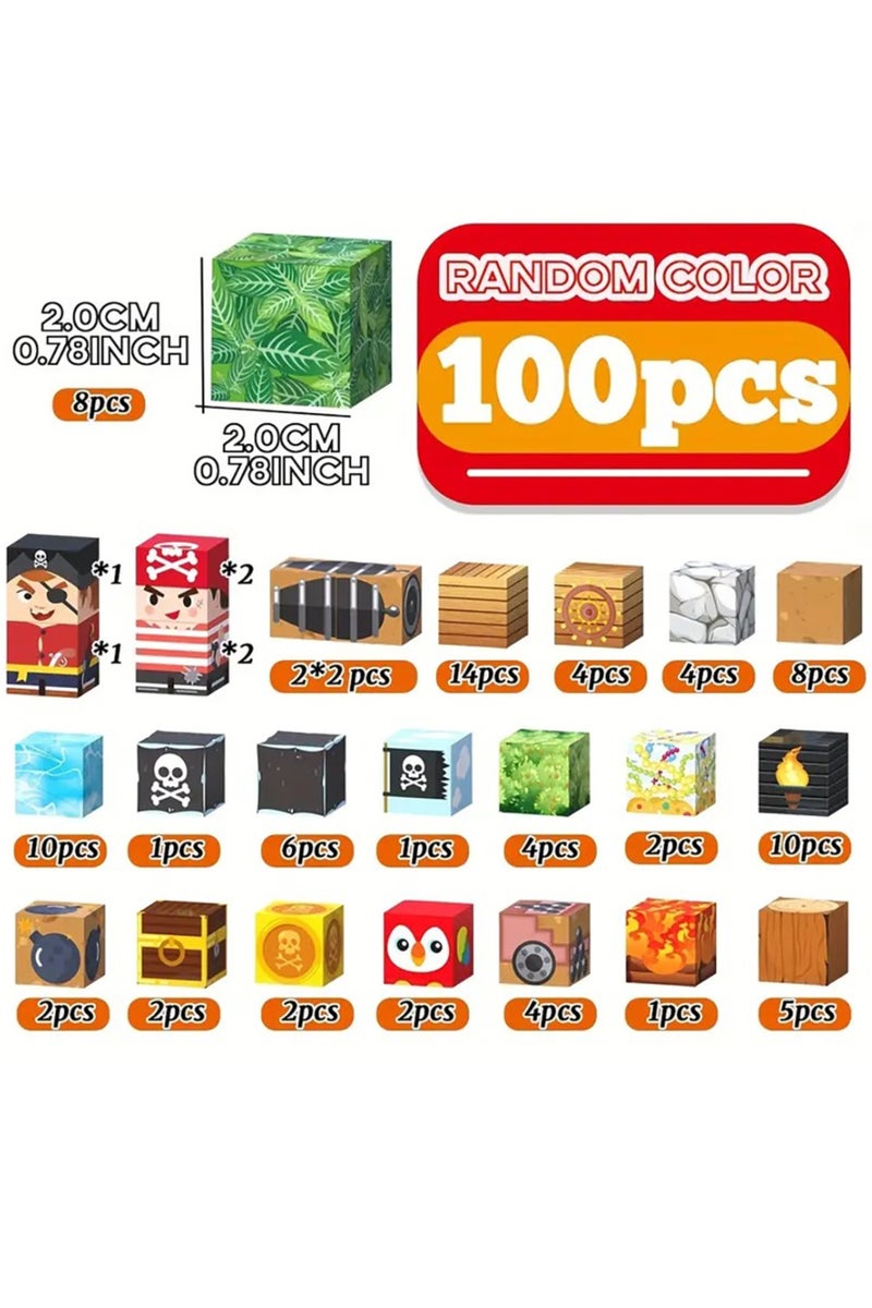 Beauenty Magnetic Blocks, 100 PCS Children's Building Toys, STEM Sensory Toys, Kids Magnet World Set, Themed Gift for Children Ages 3+ (Pirate World) - Image 3