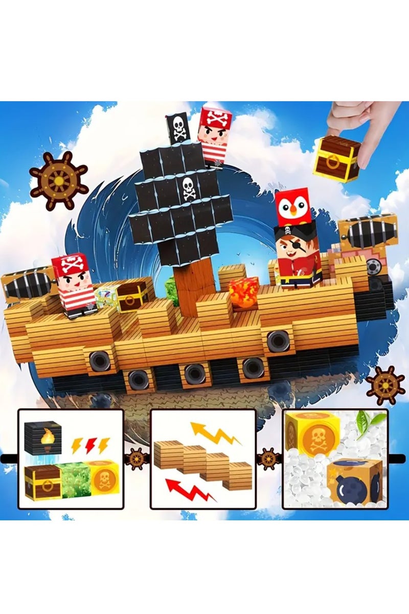 Beauenty Magnetic Blocks, 100 PCS Children's Building Toys, STEM Sensory Toys, Kids Magnet World Set, Themed Gift for Children Ages 3+ (Pirate World) - Image 4