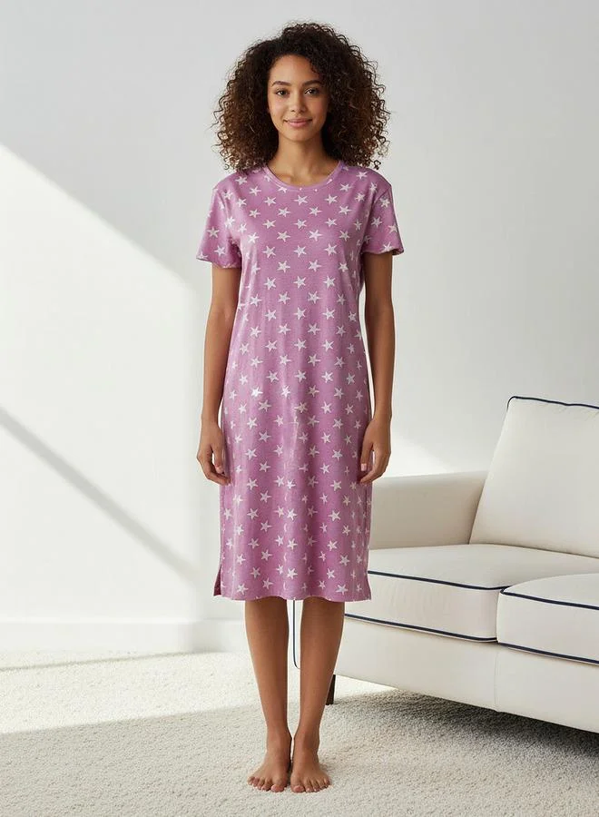 Splash FAV Printed Sleepshirt with Short Sleeves