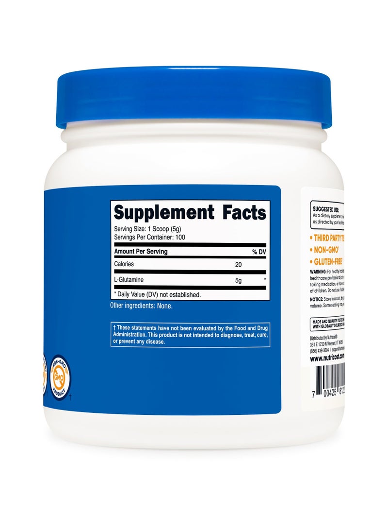 Nutricost L-Glutamine 5G Per Serving, 100 Servings, 500G Per Container, Unflavored Net Wt. 17.9 Oz(1.1 LB) (500 G) Dietary Supplement  - Image 2