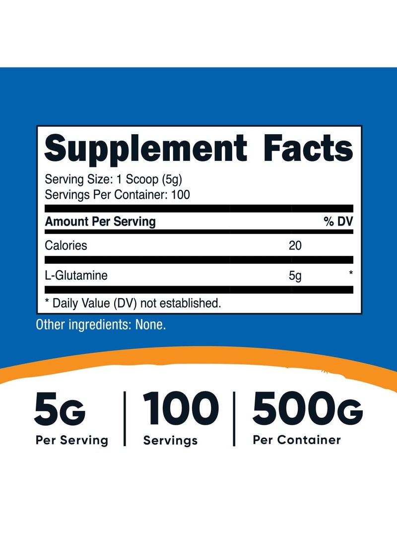 Nutricost L-Glutamine 5G Per Serving, 100 Servings, 500G Per Container, Unflavored Net Wt. 17.9 Oz(1.1 LB) (500 G) Dietary Supplement  - Image 4