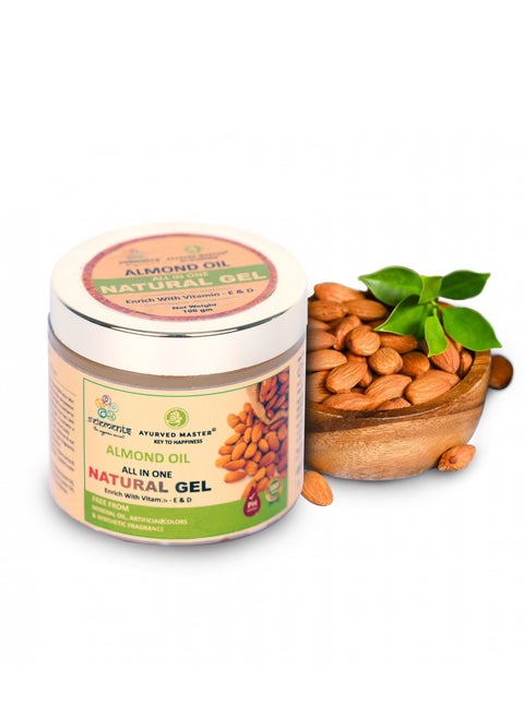 AYURVED MASTER ORGANIC Natural Almond Oil All in One Multipurpose Gel For Skin, Hair, Beard, Lips, Nails and Feet | 100GM | GEL- ENRICH WITH VITAMIN E & D