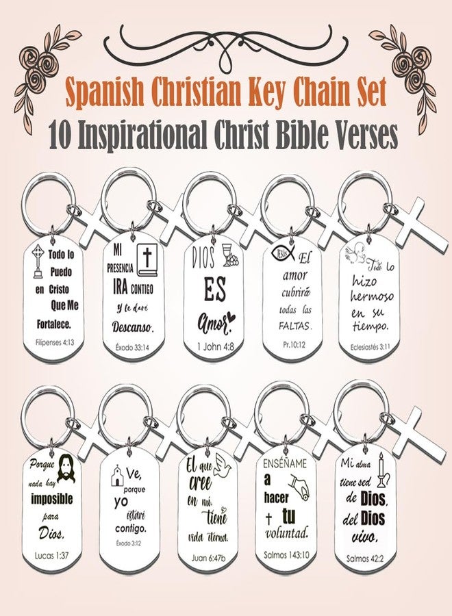 Magictodoor Spanish Christian Keychain Set: Encouraging Bible Verses - Religious Gift Set for Women and Men - Pack of 10 - Image 2