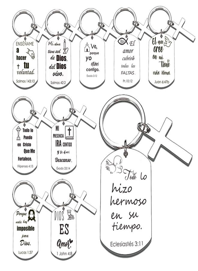 Magictodoor Spanish Christian Keychain Set: Encouraging Bible Verses - Religious Gift Set for Women and Men - Pack of 10 - Image 1