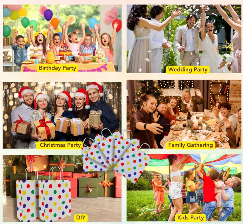 RanGit Bhumi Gift Bags - 20pcs Medium size Multicolor Polka Dots Paper carry Bags For Return Gifts, Party favor gifting covers for kids birthday, wedding, engagement and other festivals Size: 9x4x11 inch (Pack of 20) - Image 4