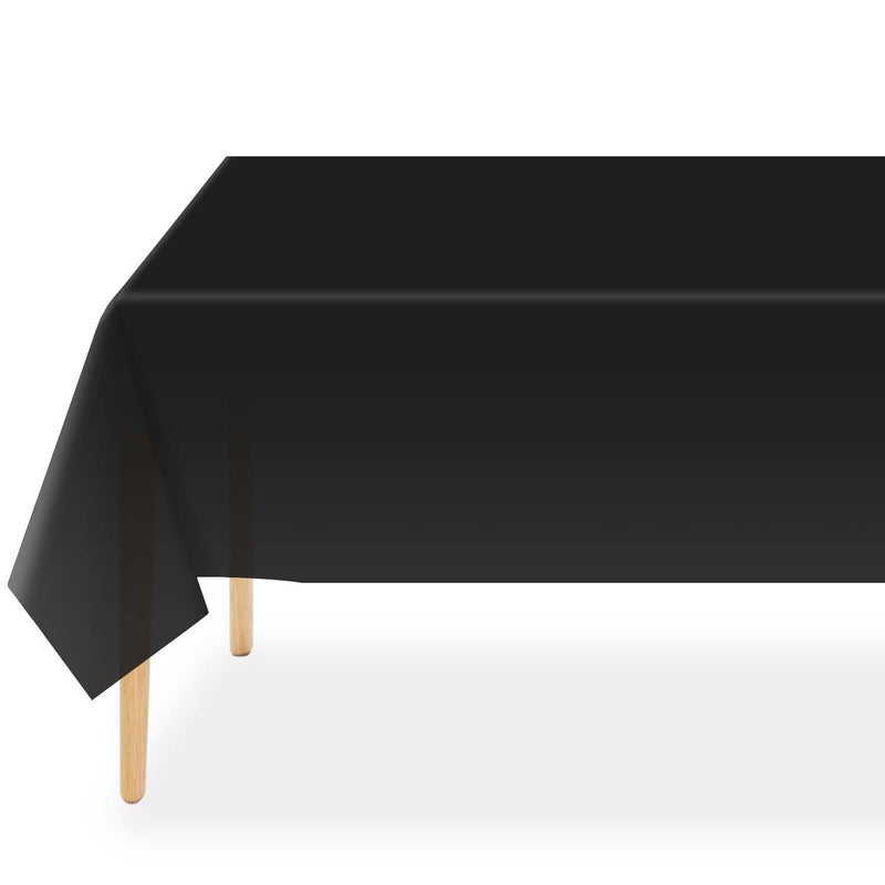 QIKSION 6 Pack Black Plastic Tablecloth Disposable Table Covers Black Table Cloths for Parties BBQ Picnic Birthday Baby Shower Wedding  Fits 6 to 8 Foot Rectangle Tables (54 ? 108 Inch) - Image 1