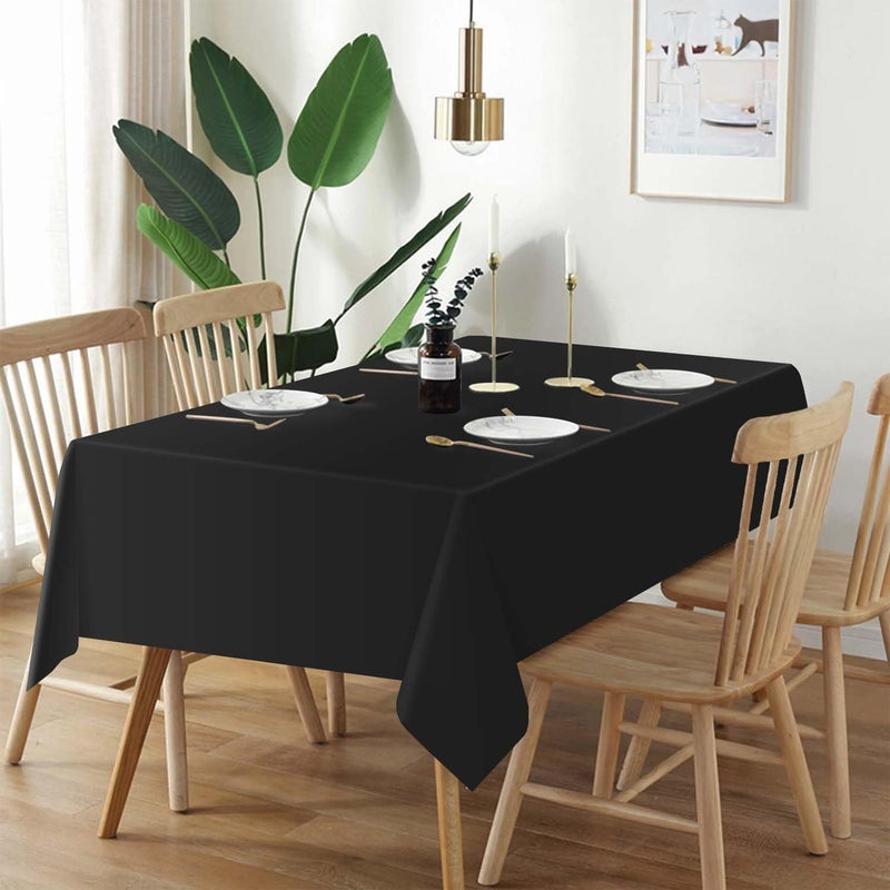 QIKSION 6 Pack Black Plastic Tablecloth Disposable Table Covers Black Table Cloths for Parties BBQ Picnic Birthday Baby Shower Wedding  Fits 6 to 8 Foot Rectangle Tables (54 ? 108 Inch) - Image 2
