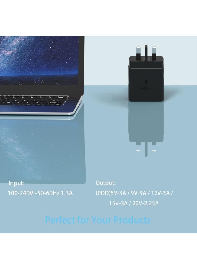 Fast Charger Charger Head with Charging Cable 45W, Compatible with S24 Ultra S24 Plus S24 S23 S23 Ultra S23 S22 Ultra S22 S22 A54 A53 A52/A32 - 45W Head with Type C Cable - Image 5