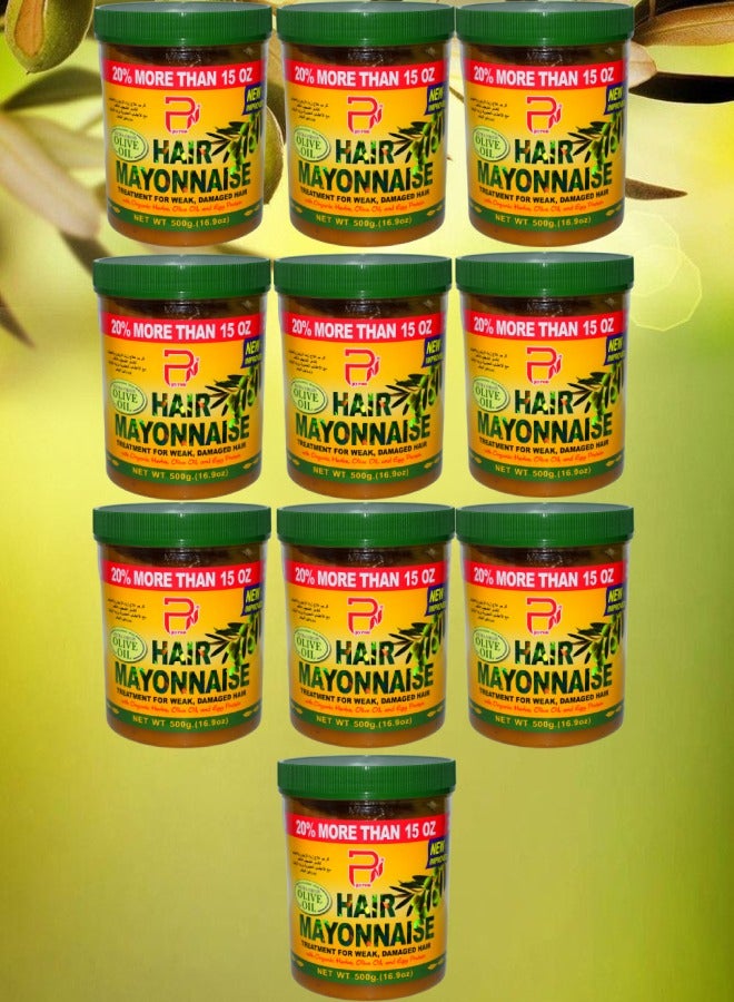 PYRON 10 Pieces Hair Mayonnaise Treatment For Weak Damaged Hair Olive Oil 500g - Image 1