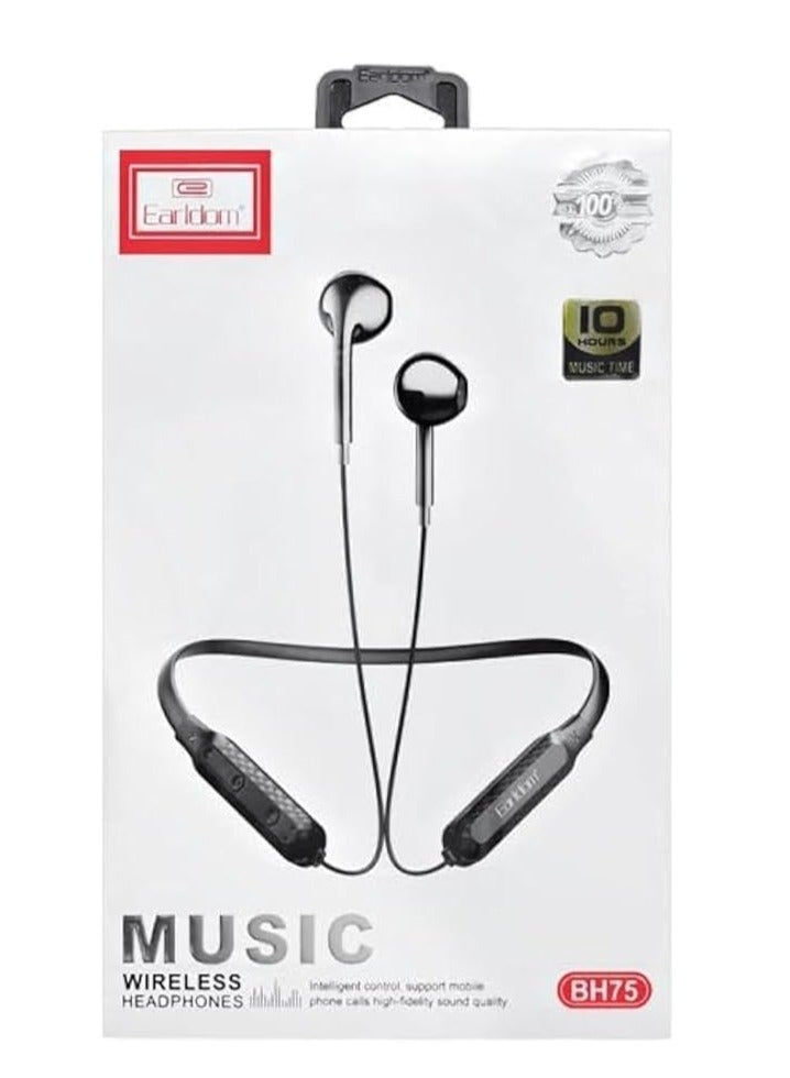 Earldom BH75 Magnetic Bluetooth Earphones – Wireless Sports Earbuds with Stereo Sound & Built-In Microphone | Neck-Hanging Design | Magnetic Ear Tips | Noise Isolation | Sweat-Resistant | Long Battery Life | Ideal for Workouts, Running, Gym & Travel - Image 1