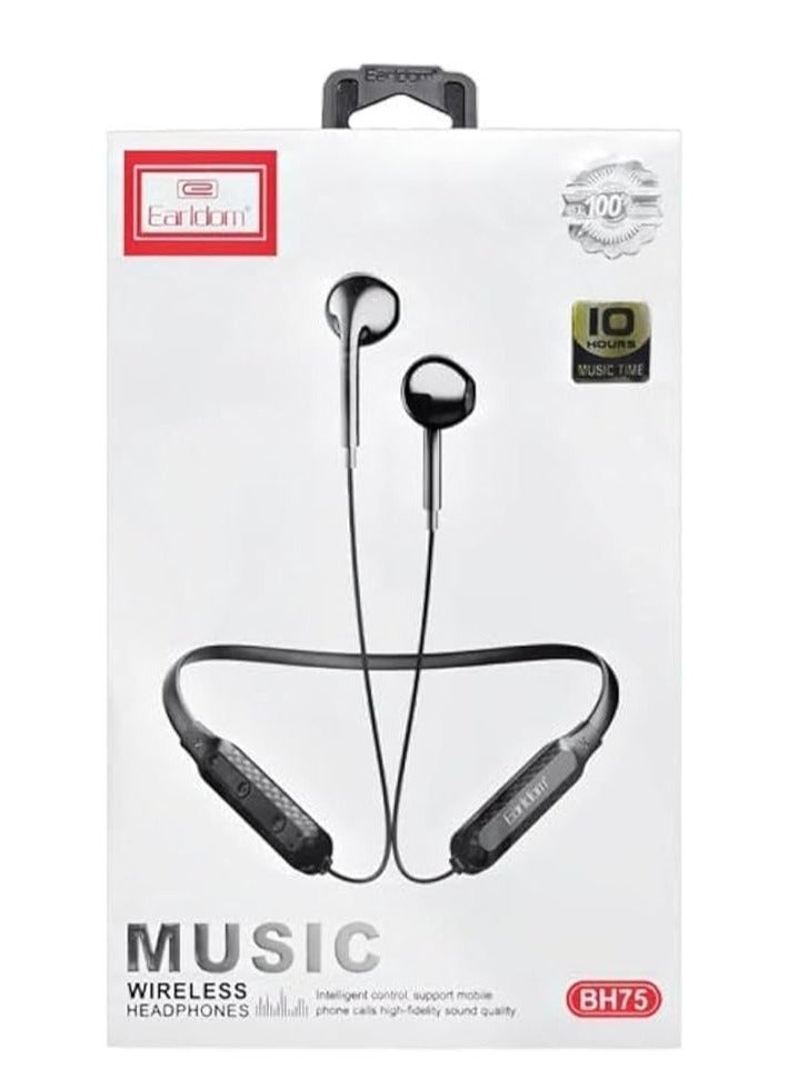 Earldom BH75 Magnetic Bluetooth Earphones – Wireless Sports Earbuds with Stereo Sound & Built-In Microphone | Neck-Hanging Design | Magnetic Ear Tips | Noise Isolation | Sweat-Resistant | Long Battery Life | Ideal for Workouts, Running, Gym & Travel - Image 2