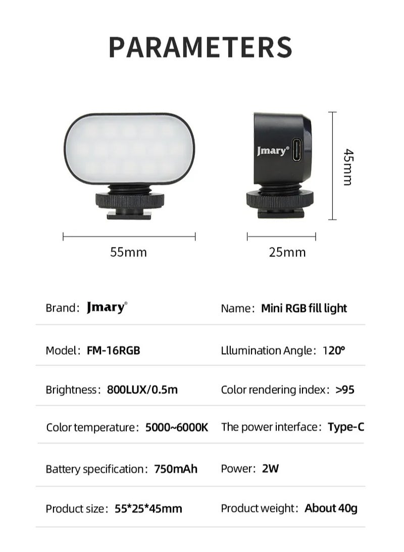 Jmary FM-16 RGB Mini Video Fill Light - Image 1