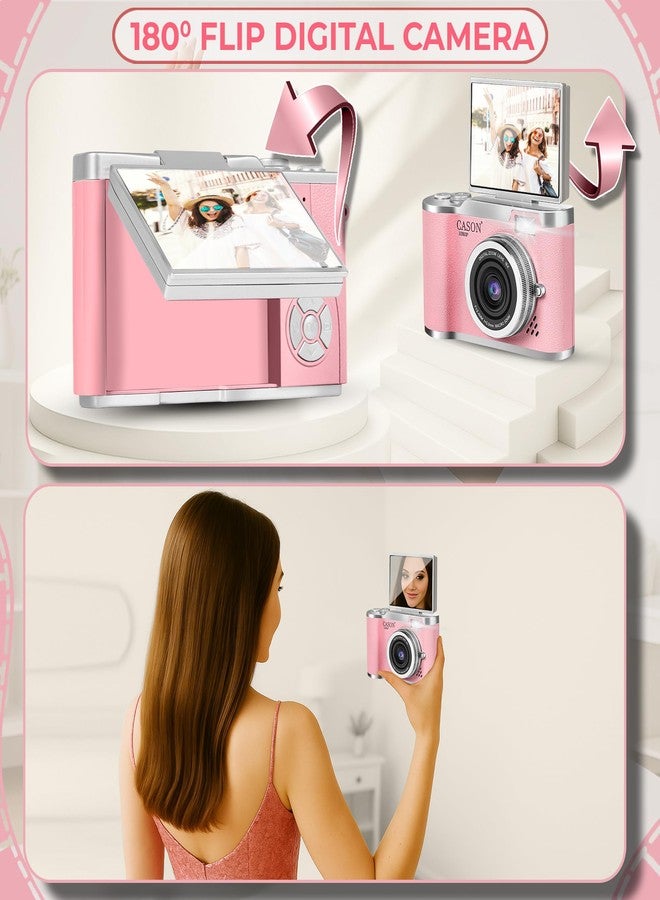 Cason 48MP Digital Camera for Kids-Real Photo & Video Mini Camera for Photography 2.4” Rotating Screen, Built in Games Kids Cameras for 5-15 Years Girls & Boys(Supports Upto 64GB Memory) - Image 4