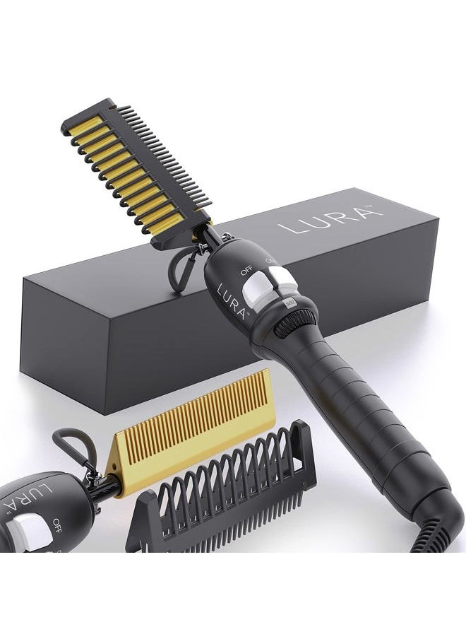 LURA 200-500°F Hot Straightening Comb for Wigs: Pressing Tool for Black Hair, Men's Hair Straightener, Women's Hair Heat Styler for Thick and African American Hair  - Image 1
