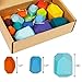 Cllayees 16 Pcs Wooden Stacking Blocks Rocks Building Toys Colored Solid Wood Stones PreSchool Educational Games Creative Toys for Kids Toddlers - Image 4