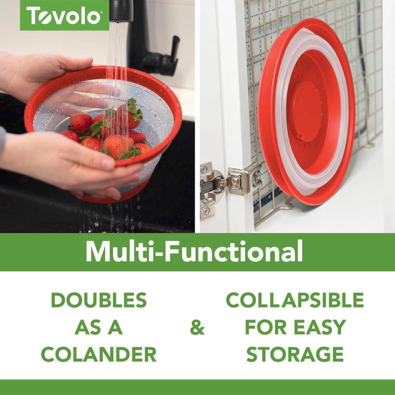 Tovolo Microwave Splatter Cover for Food, Small (Candy Apple Red) - Collapsible & Vented Silicone Splatter Guard Lid - Microwave Plate & Dish Cover with Handle - BPA-Free Kitchen Gadget for Meal Prep - Image 4