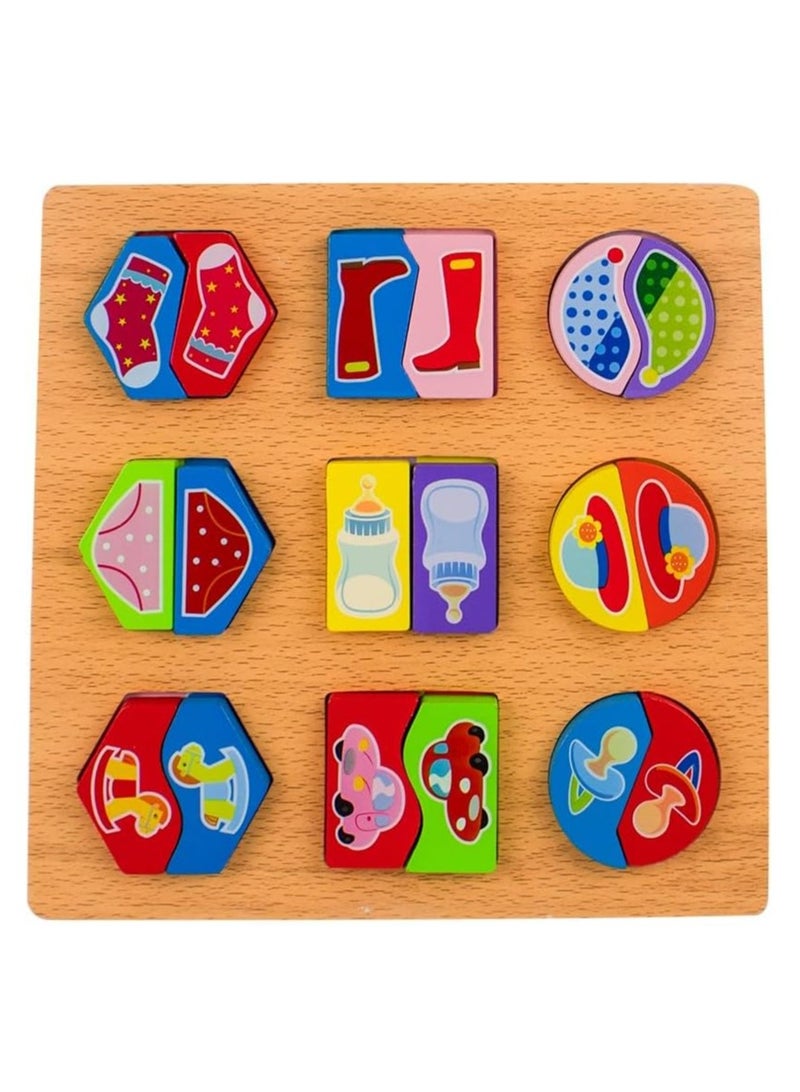UKR Wooden Paired Shape Puzzle – Educational Matching Toy for Kids | Perfect Learning Activity for Babies & Toddlers | Develops Fine Motor & Cognitive Skills | Early Learning Puzzle for Toddlers - Image 1