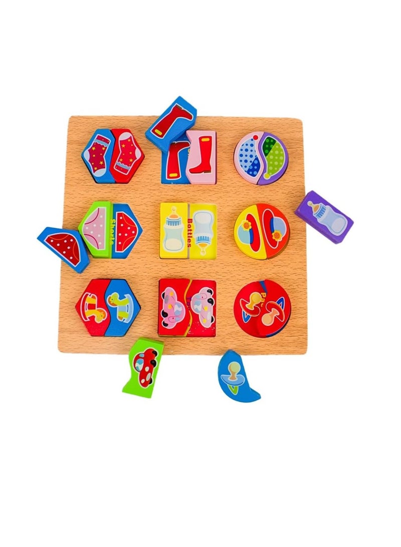 UKR Wooden Paired Shape Puzzle – Educational Matching Toy for Kids | Perfect Learning Activity for Babies & Toddlers | Develops Fine Motor & Cognitive Skills | Early Learning Puzzle for Toddlers - Image 5