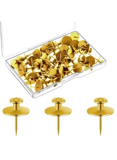 Hotop Double Headed Picture Hangers Nails Small Head Thumb Tacks Wall Hanging Picture Photo Hanging Hook Pins For Home Office Hanging Picture Photo Decorations (Gold 25 Pieces)  - Image 1
