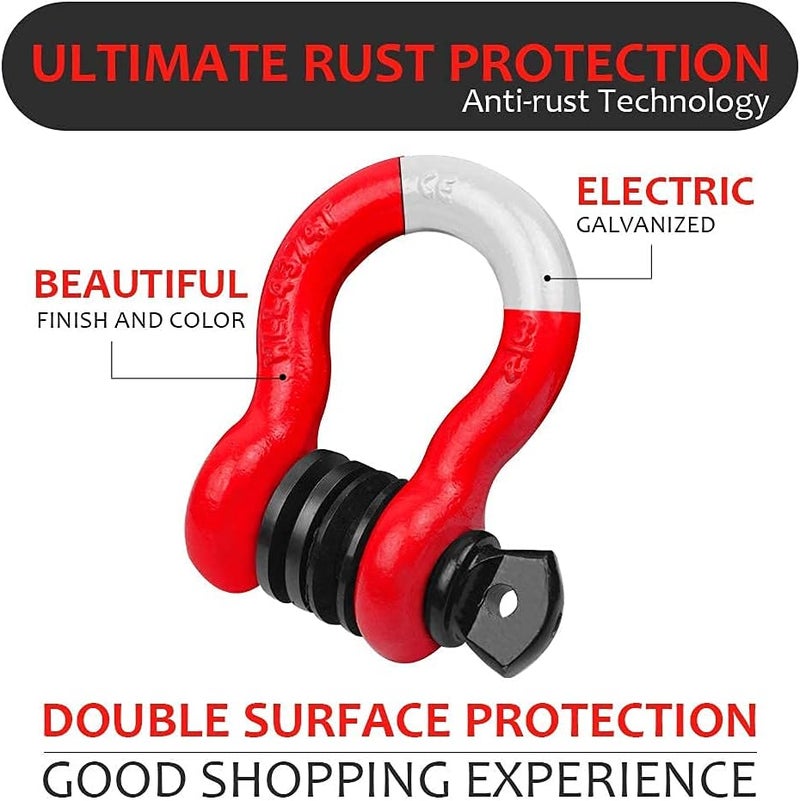 AUTOBOTS Shackles 3/4" (2 Pack), D Ring Shackles 45,000Ib Max Break Strength with 7/8" Pin & Isolator Washers Heavy Duty Clevis Shackle for Tow Strap Jeep Vehicle Off Road Recovery Red-Black - Image 5