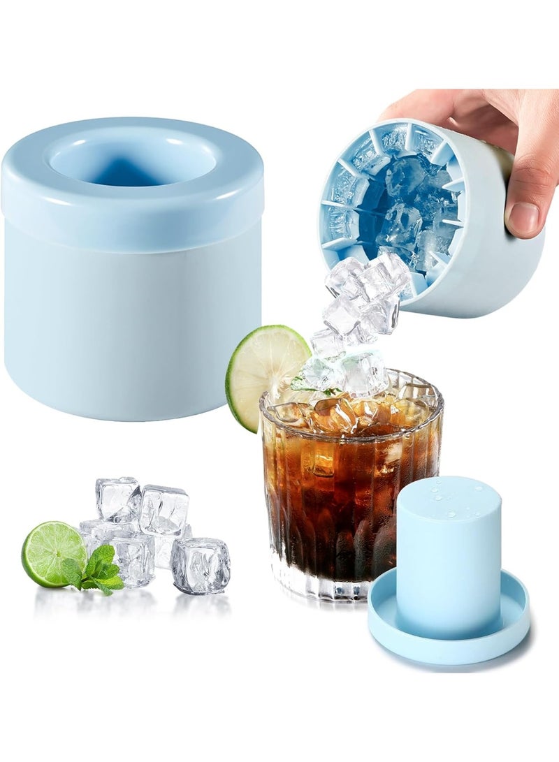 Cylinder Silicone Ice Cube Mold, New 3D Ice Cubes Maker, Mini Ice Cube Maker Cup, Small Ice Cube Trays with Lid, Food Grade Squeeze Easy-Release Ice Cup Maker  - Image 1