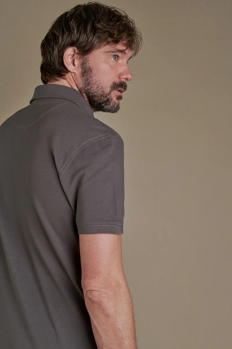 دوبل غانغر Short sleeves polo cotton piquet - MD Grey