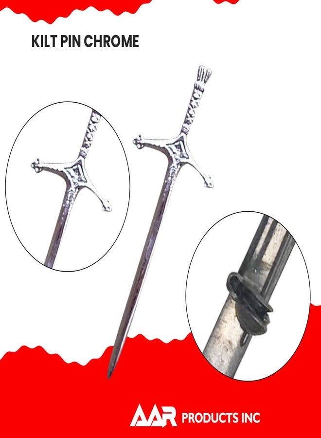 AAR Kilt Pin Celtic Design Chrome Plated Kilt Accessory - Image 2