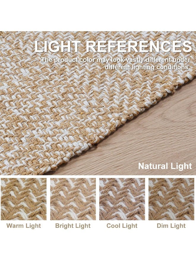 Optico Boho Small Rug,  Hand-Woven Kitchen Rugs, Cotton Reversible Washable Modern Farmhouse Carpet Kitchen Rug with Tassels, Small Cotton Indoor Accent Area Rug, Washable Woven Chic Throw Rug for Foyer Bathroom Bedroom Back Door - Image 3