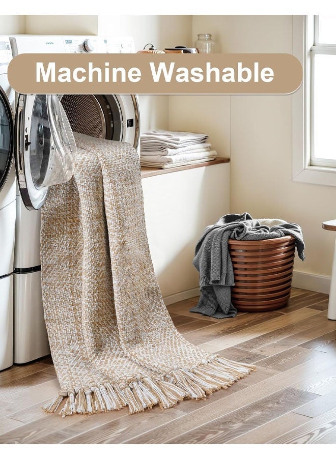 Optico Boho Small Rug,  Hand-Woven Kitchen Rugs, Cotton Reversible Washable Modern Farmhouse Carpet Kitchen Rug with Tassels, Small Cotton Indoor Accent Area Rug, Washable Woven Chic Throw Rug for Foyer Bathroom Bedroom Back Door - Image 2