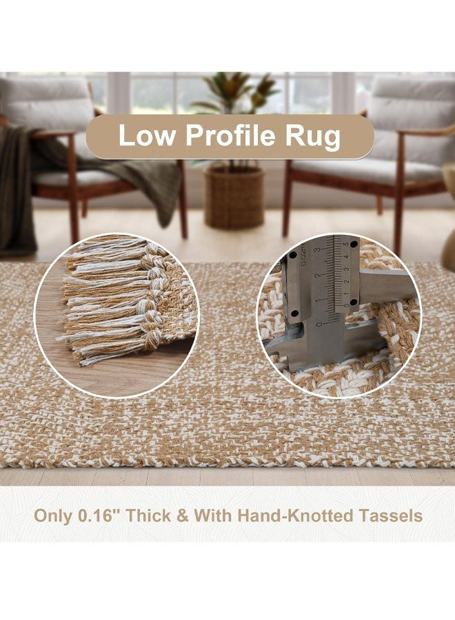 Optico Boho Small Rug,  Hand-Woven Kitchen Rugs, Cotton Reversible Washable Modern Farmhouse Carpet Kitchen Rug with Tassels, Small Cotton Indoor Accent Area Rug, Washable Woven Chic Throw Rug for Foyer Bathroom Bedroom Back Door - Image 4