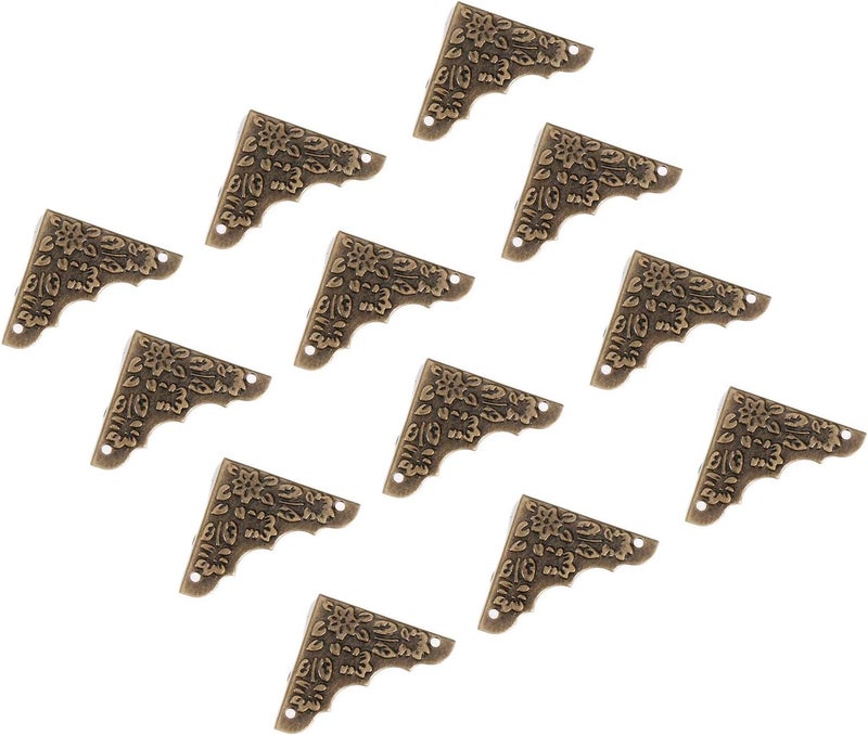 Yetaha Antique Decorative Corner Protectors 12PCS Retro Bronze Box Corner Carve Patterns Edge Safety Guards for Furniture Hardware Desk Jewelry Chest Wood Cases with Nails - Image 3