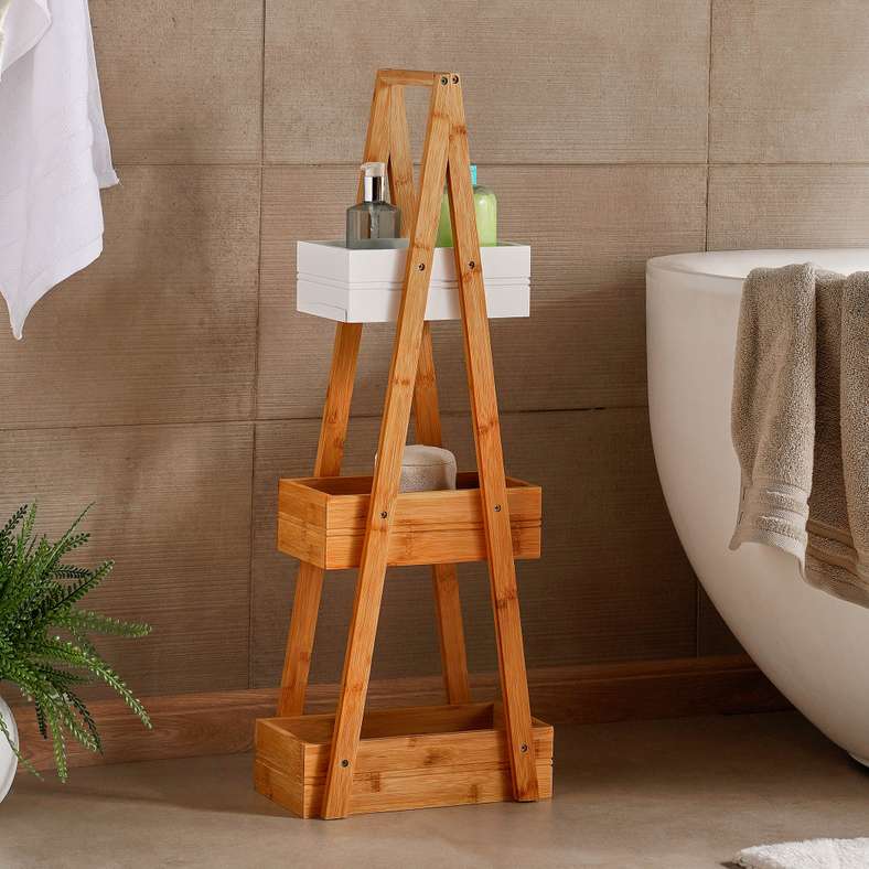 Paige 3-Tier Bamboo Bath Shelf 18x30x81cm - White