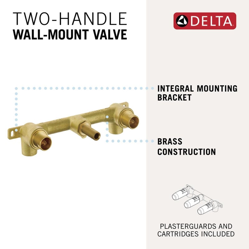 Delta Faucet Wall-Mount Rough-In Valve for Delta 2-Handle Wall-Mount Bathroom Faucets R3500-WL, Chrome - Image 3