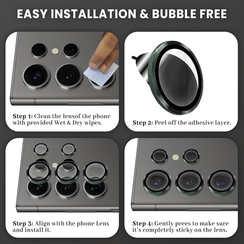 FIRST MART Camera Lens Protector for Samsung Galaxy S24 Ultra (6.8 Inches) Tough HD Individual Aluminum Alloy Lens Rings Cover, Scratch Resistant, Thin Lens Protection| Green, 1 Pack - Image 5