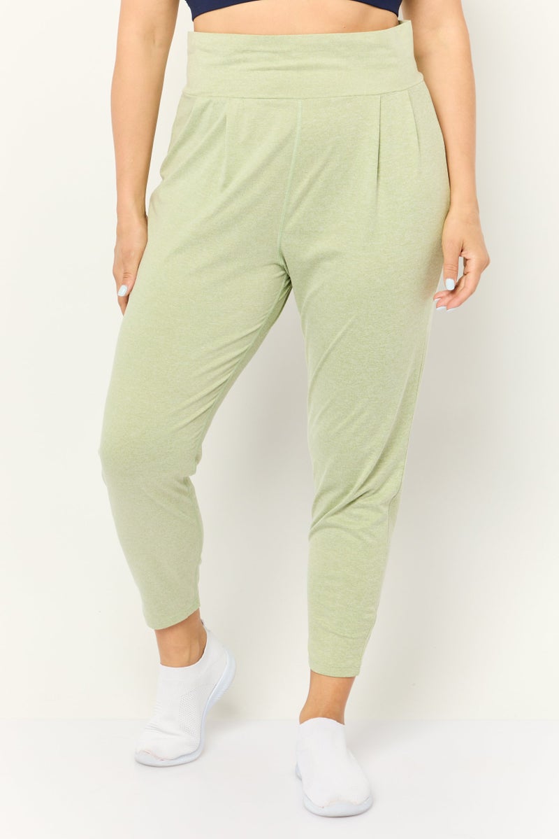 Beause Women Regular Fit Straight Leg Plain Jogger Pants, Sage Green  - Image 1
