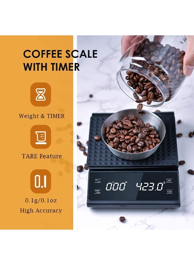 Digital Coffee Scale with Timer – High Precision Electronic Food Scale 3kg/0.1g for Pour Over, Drip Coffee, Baking & Cooking – Multifunction Weighing Scale with LCD Display  - Image 5