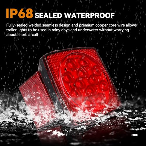 RVZONE Trailer Lights LED Kit, 12V Submersible Boat Trailer Lights Utility Led Lighting with License Plate Lights, Marker Brake Lights, Wiring Harness, for Trailer Boat Truck RV - Image 2