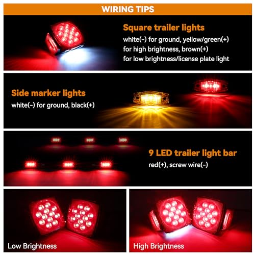RVZONE Trailer Lights LED Kit, 12V Submersible Boat Trailer Lights Utility Led Lighting with License Plate Lights, Marker Brake Lights, Wiring Harness, for Trailer Boat Truck RV - Image 5