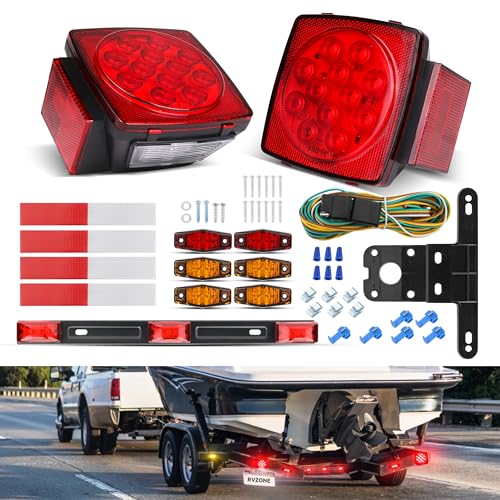 RVZONE Trailer Lights LED Kit, 12V Submersible Boat Trailer Lights Utility Led Lighting with License Plate Lights, Marker Brake Lights, Wiring Harness, for Trailer Boat Truck RV - Image 1