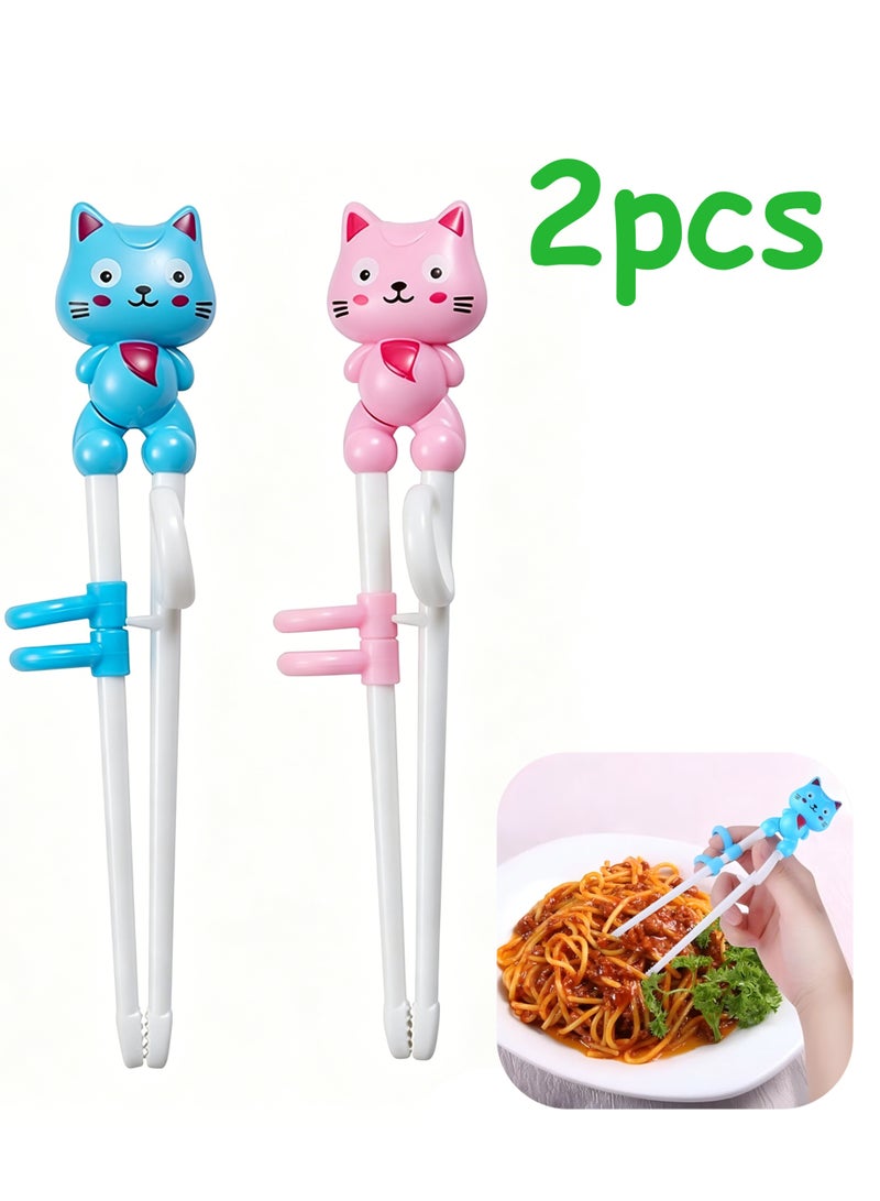 2 Pairs Training Chopsticks Toddler Chopsticks Animal Shape Easy to Use Learning Reusable Chopsticks Helper With attachable Trainer for Kids Child Baby Adults Beginners - Image 1