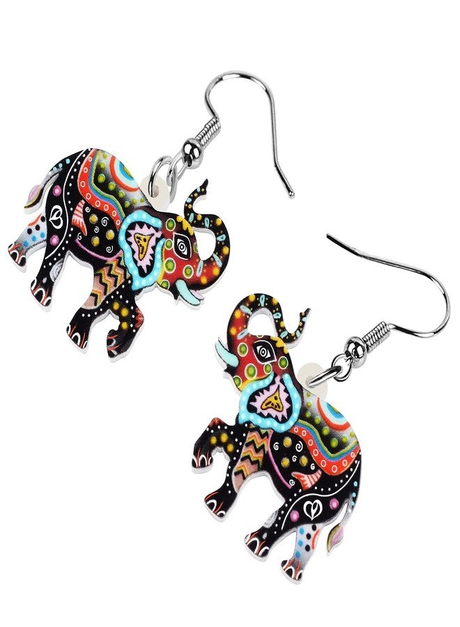 BONSNY Acrylic Africa Jungle Elephant Drop Dangle Statement for Women Earrings Jewelry Charms Gifts (Dark) - Image 3